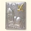 Confirmation Keepsake - Mitre, Staff, Bible, and Dove - Height: 2" - Two-Toned