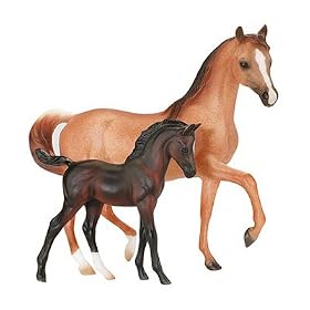 Arabian Mare and Foal - Red Roan and Dark Bay by Breyer