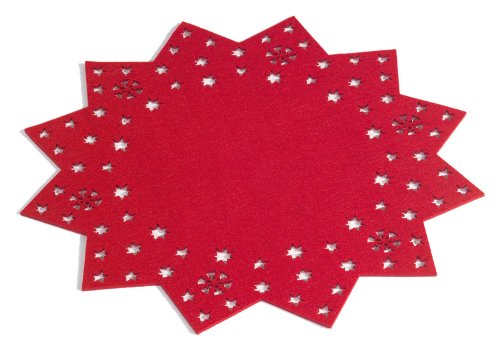Brauns-Heitmann 82664 Decke aus Filz mit Stern Ausstanzungen, ca. 40 cm, rot