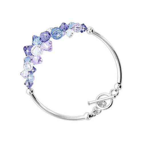SCBR021 .925 Sterling Silver Multicolor Swarowski Crystals 7.5" Bracelet Toggle Clasp MADE WITH SWAROVSKI ELEMENTS