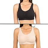 UPC 646007193170 product image for Fruit of the Loom Women's Shirred Front Sport Bra 2 Pack (42, Sand and Black) | upcitemdb.com