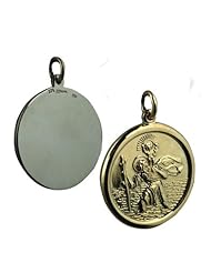 14ct Yellow gold on Silver 24mm round St Christopher