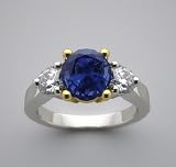 Unique Three Stone Ring Platinum And 18k Yellow Gold Sapphire & Diamond Ring