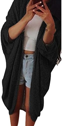 OVERMAL Womens Casual Oversized Knit Sleeve Sweater Coat (ASIA S, Black)