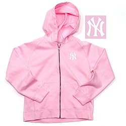 New York Yankees MLB Girls "Lucky" Full Zip Hooded Jacket (Pink)