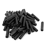 uxcell 六角形スタンドオフスペーサー M4x35mm ナイロン PCB スタンドオフスペーサーの柱 雌ねじナット ブラック 50個入り