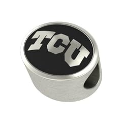 TCU Texas Christian Collegiate Bead Fits Most Pandora Style Bracelets Including Pandora Chamilia Biagi Zable Troll and More. High Quality Bead in Stock for Immediate Shipping