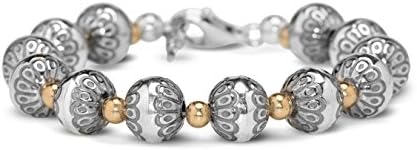 Sterling Silver Mixed Metal "Native Pearl" Beaded Bracelet, Medium