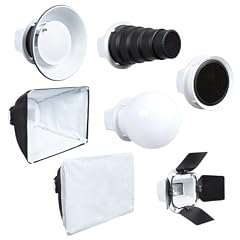 7in1 Blitzvorsatz-Set f�r Nikon Speelight SB-910, SB-900, Nissin Di866, Pentax, Sigma - Beautydish, Diffusorkugel, Spot - 2 Wabenaufs�tze, gro�e Wabe, Abschirmklappen, Lichtbox, Diffusorstoff