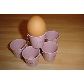 Pink Enamel Bucket Style Egg Cups - Set of 6