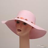 Straw Braid Beaded Trim Hat-Lt Pink