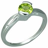 1.00 Carat Round Genuine Peridot Sterling Silver Ring