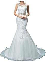 Natural   Waistline Mermaid Satin Lace Illusion Crystals Crystal  Dress