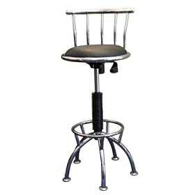 Adjustable-Height Swivel Barstool - Chrome/ Black