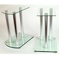 1 Paar Boxenst�nder V3 ALU-Silber aus Glas / Alu mit Spikes, 3 S�ulen