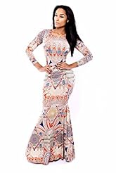 General Print Mermaid Polyester/Spandex Long Sleeves Bodycon Dress/Maxi Dress 