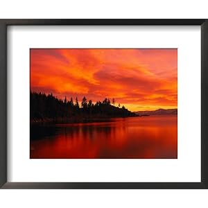 Sunset, Sierra Mountains, Lake Tahoe, CA Framed Art Poster Print by Kyle Krause, 22x18