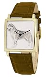 American Kennel Club Men's D1786S012 Siberian Husky Gold-Tone Brown Leather Watch