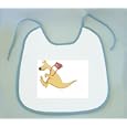 Baby Bib with purse, kangaroo, jumping, cartoons, cartoon, hopping, animal, handbag image'