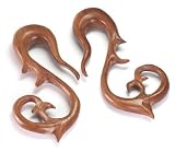 Red Saba Wood Snaky Hanger Earring Organic Body Jewelry - Price Per 1- 7/16"~11mm
