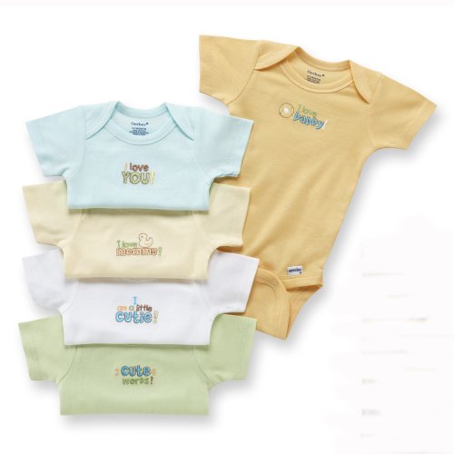 Gerber Fashion Onesies, 5 Pack, Neutral, 0-3 Months