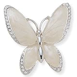  : Crystal Butterfly Silvertone Pin