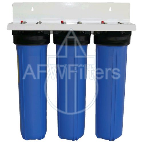 3 Stage 20" Big Blue Whole House GAC/KDF85 Water Filter w/ Radial Flow Carbon Block - Removes Sediment, Iron, Hydrogen Sulfide (rotten egg smell), Chlorine, & Chloramines