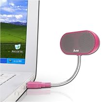 USB Laptop Speakers - Portable, Compact, Travel Notebook Speaker for PC and Mac - B-Flex 2 Hi-Fi Stereo USB Laptop Speaker (Pink)