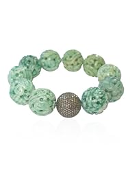 20mm Natural Jade Beads Cord Bracelet Sterling Silver Fashion Jewelry