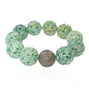 20mm Natural Jade Beads Cord Bracelet Sterling Silver Fashion Jewelry