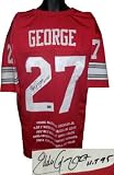 Eddie George signed Ohio State Buckeyes Red Custom Jersey HT 95 w/ Embroidered Stats