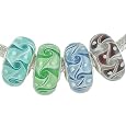 4 Murano Beads with Solid Sterling Silver Core for European Charm Bracelet