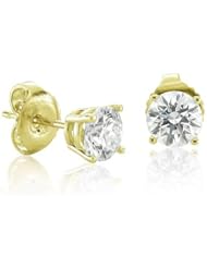 14k Yellow Gold Round Brilliant Cut Diamond Stud Earrings (HI, I, 0.50 carat)