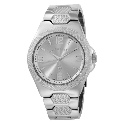 U.S. Polo Assn. Men's USC80009 Rimmed Bezel Silver Dial Link Watch
