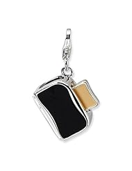Sterling Silver 3 D Enameled Toaster with Toast with Lobster Clasp Charm