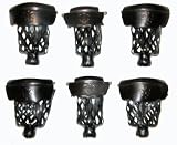 Set of 6 Pool Table Billiard Pockets w/ Irons Black