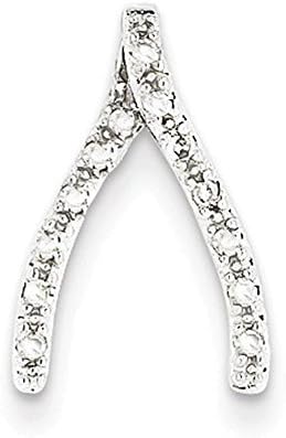 14k White Gold Diamond Wishbone Chain Slide Diamond quality AA (I1 clarity, G-I color)