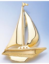 Gold Nautical Charm Pendant 3-D Sailboat W Moveable Sail High Polish
