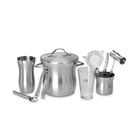 Calphalon Barware 10 Pc Set - Ice Bucket w tongs, 6 Pc Tool Set, 16 oz. Glass, 28 oz.... by Calphalon