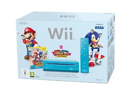 Nintendo Wii - Konsole inkl. Mario & Sonic bei den Olympischen Spielen, blau