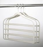 ULTRA-SLIM VELVET 4 BAR PANT HANGERS - SET OF 3- Beige ULTRA-SLIM VELVET 4 BAR PANT HANGERS - SET OF 3- Beige