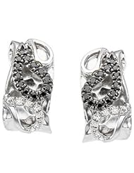 Black And White Diamond Earrings Sterling Silver & 14K White Gold Pair 1/3 Ct Tw Black And White Diamond Earrings
