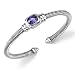 Ethereal Radiance: Designer Inspired Sterling Silver Cable Style Bangle Bracelet with Purple Amethyst CZ