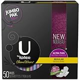 Kotex Ultra Thin Regular Cleanwear Pads With Wings, 50 Count
