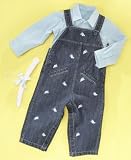 First Impressions Baby Boy Denim Schiffli Overall Set