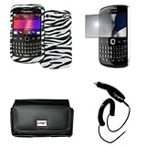 EMPIRE Black Leather Case Pouch with Belt Clip and Belt Loops + White and B ....