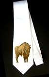 Party Decoration Necktie with bisonoxe, bison, zoo, endangered, European, captivity, mammal, American, animal, ungulate, species, bovine