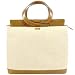 House of Florence Straw Canvas and Boar Leather Bucket Handbag Tobacco