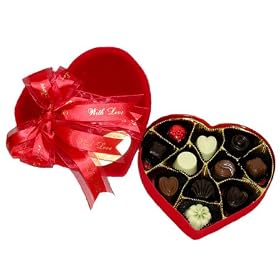 11pc Handmade Sugar Free Belgian Chocolates In Red Velvet Heart
