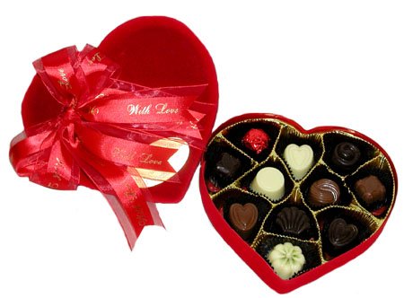 11pc Handmade Sugar Free Belgian Chocolates In Red Velvet Heart by Sugar-Free Candy